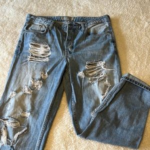 Womens Top Shop straight leg distressed jeans